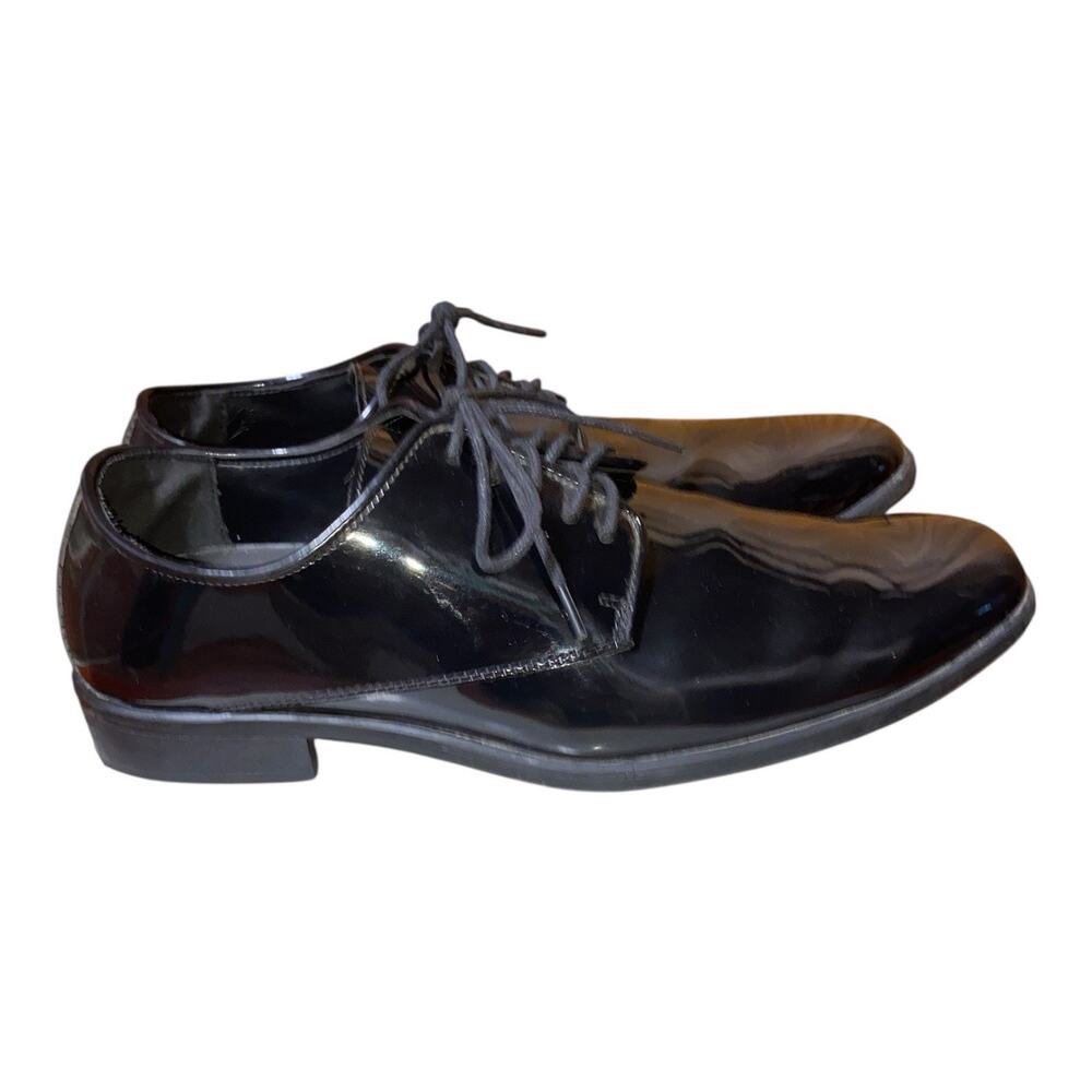 Seven 26 Black Patent Faux Leather Lace Up Oxford Dress Shoes Mens Size 7M - Picture 4 of 7